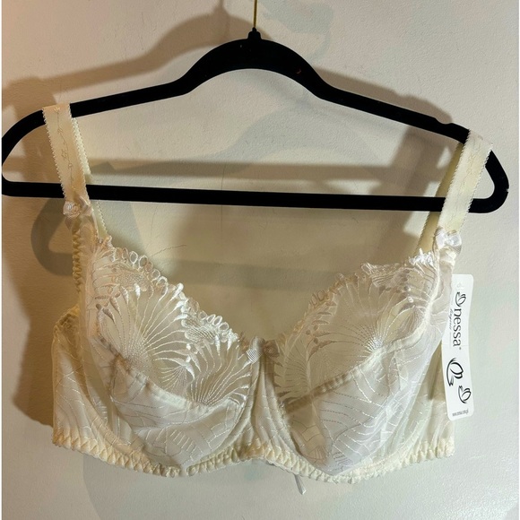 NESSA LINGERIE Sz 85H 38F US Bra Selena Ecru Soft Underwire Lace Adjustable NEW - Picture 2 of 10